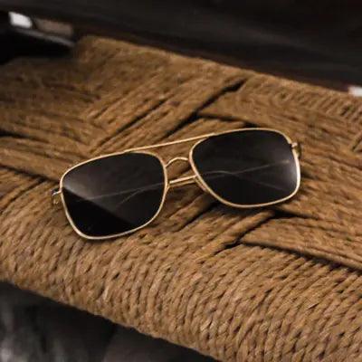 Gold square aviator sales sunglasses